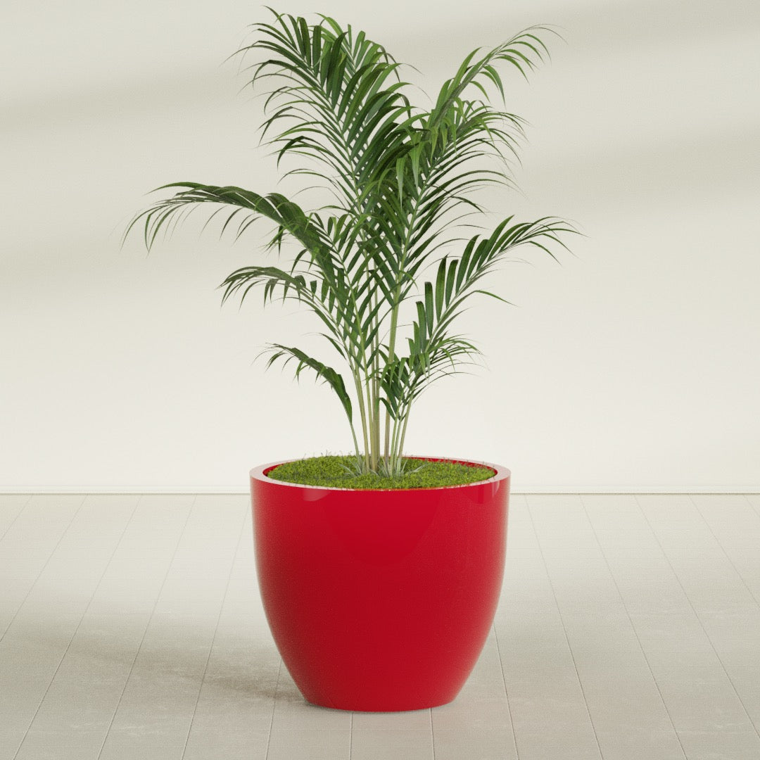 Wannsee Large Round Fiberglass Planter - 39 in x 39 in x 34 in - Gloss Red - Gloss Red,39 in x 39 in x 34 in