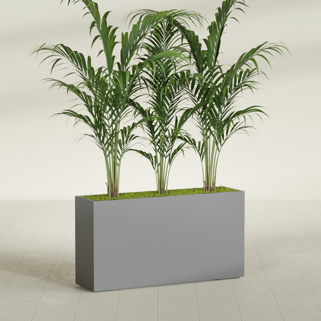 Potsdam Extra Large Long Rectangle Fiberglass Planter - 60 in x 16 in x 32 in - Metallic Gunmetal - Metallic Gunmetal,60 in x 16 in x 32 in