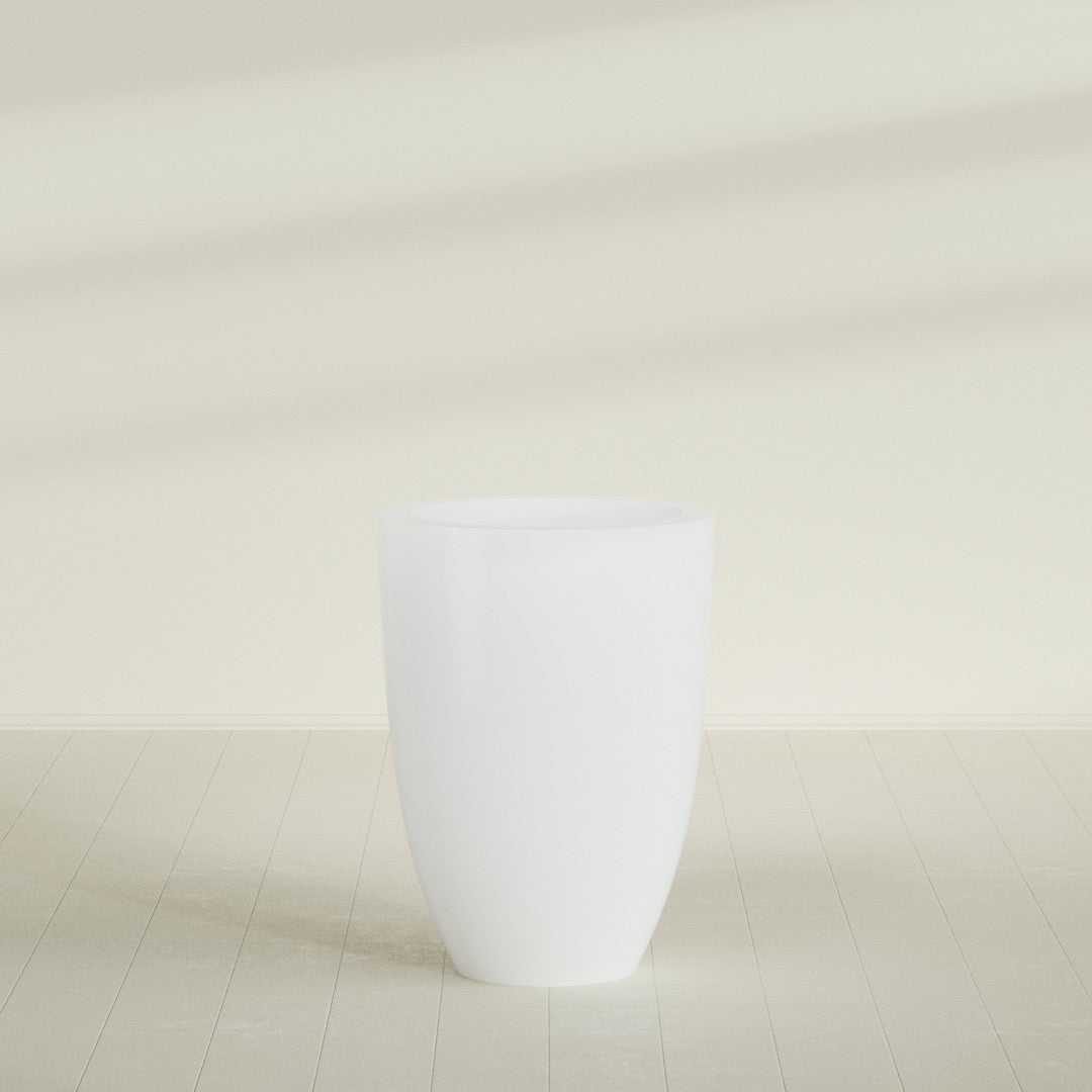 Brannan Large Round Fiberglass Planter - 30 in x 30 in x 41 in - Matte White - Matte White,30 in x 30 in x 41 in