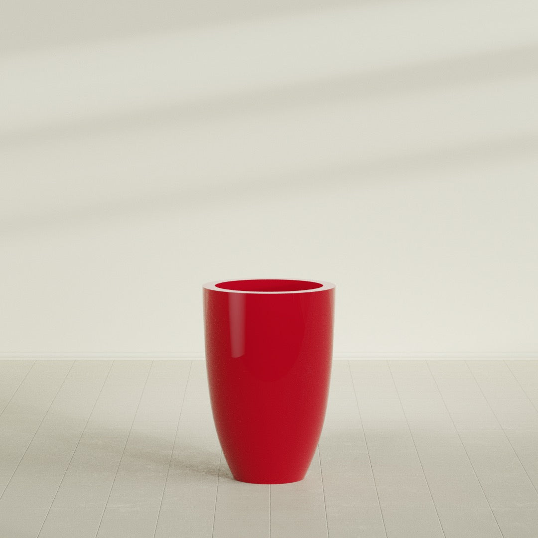 Brannan Large Round Fiberglass Planter - 24 in x 24 in x 35 in - Gloss Red - Gloss Red,24 in x 24 in x 35 in