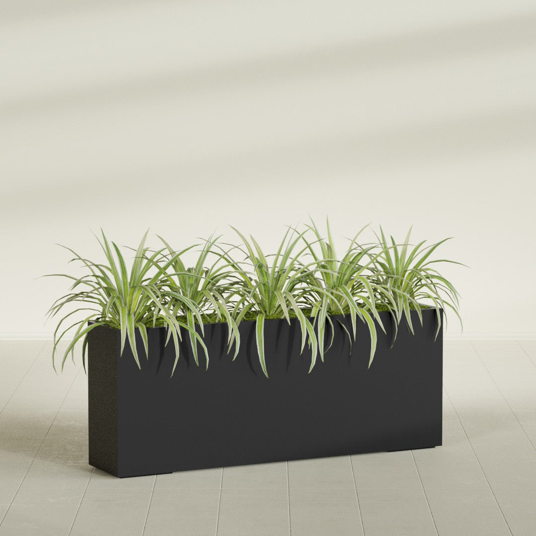 Hollywood Extra Large Narrow Rectangle Fiberglass Planter - 60 in x 12 in x 24 in - Matte Black - Matte Black,60 in x 12 in x 24 in