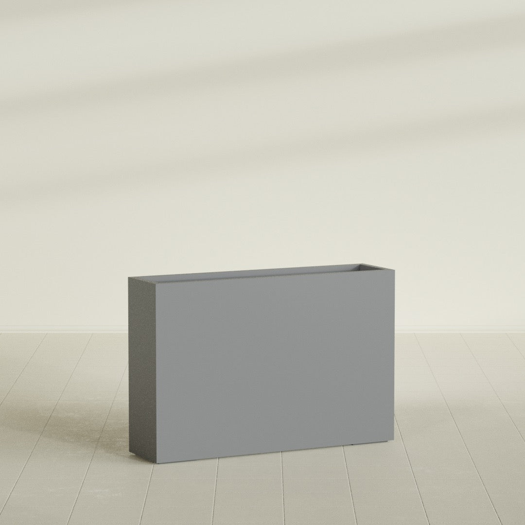 Delray Extra Large Long Rectangle Fiberglass Planter - 48 in x 12 in x 32 in - Metallic Gunmetal - Metallic Gunmetal,48 in x 12 in x 32 in