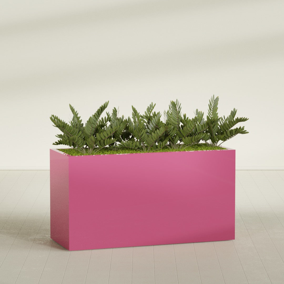 Brisbane Extra Large Long Rectangle Fiberglass Planter - 60 in x 24 in x 32 in - Gloss Pink Violet - Gloss Pink Violet,60 in x 24 in x 32 in