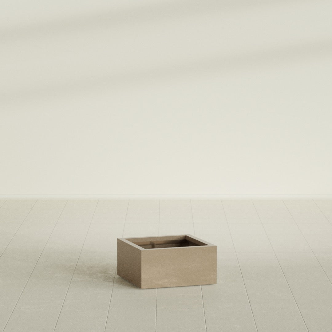 Antwerp Medium Low Rectangle Fiberglass Planter - 24 in x 24 in x 12 in - Metallic Gold - Metallic Gold,24 in x 24 in x 12 in