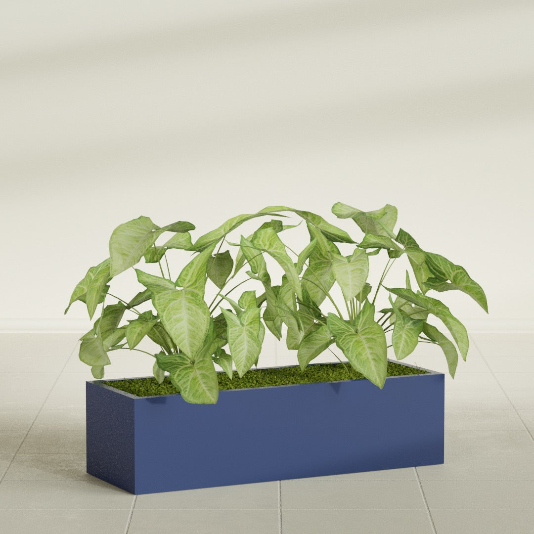 Reade Small Tabletop Rectangle Fiberglass Planter - 18 in x 6.5 in x 5 in - Matte Cobalt Blue - Matte Cobalt Blue,18.5 in x 6.5 in x 5 in