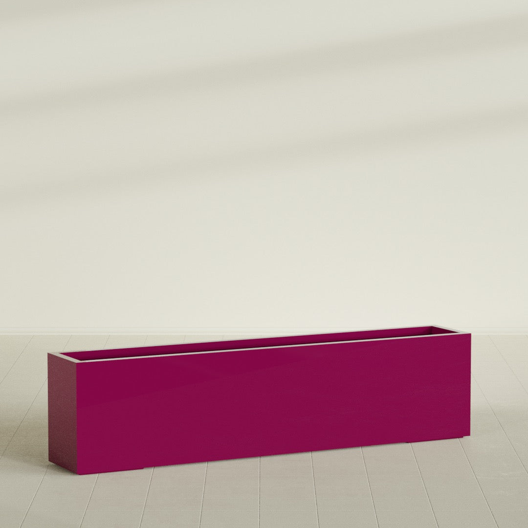 Miami Extra Large Narrow Rectangle Fiberglass Planter - 72 in x 12 in x 18 in - Gloss Eggplant - Gloss Eggplant,72 in x 12 in x 18 in
