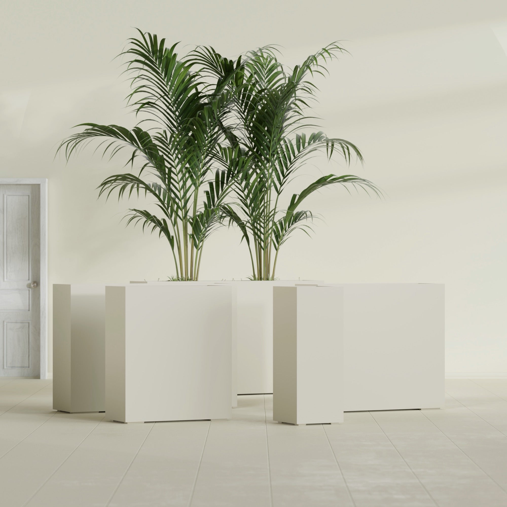 Perth Large Tall Rectangle Fiberglass Planter - 36 in x 16 in x 42 in - Satin Beige - Satin Beige,36 in x 16 in x 42 in