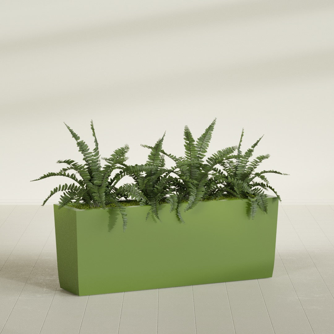 Panama Extra Large Long Rectangle Fiberglass Planter - 48 in x 12 in x 18 in - Satin Green - Satin Green,48 in x 12 in x 18 in