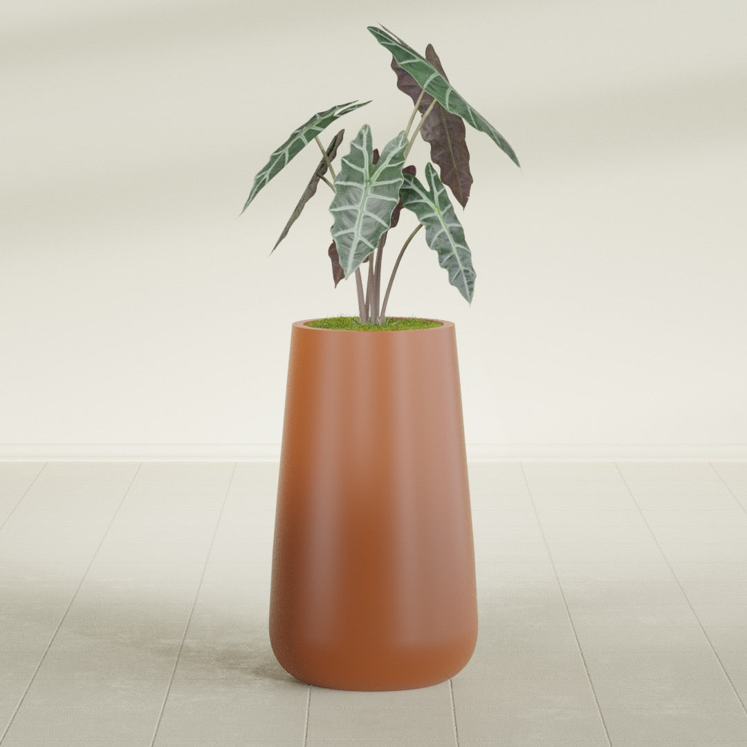 Saigon Large Tapered Round Planter - 16 in x 21 in x 36 in - Matte Terracotta - Matte Terracotta,16.4 in x 20.7 in x 36 in