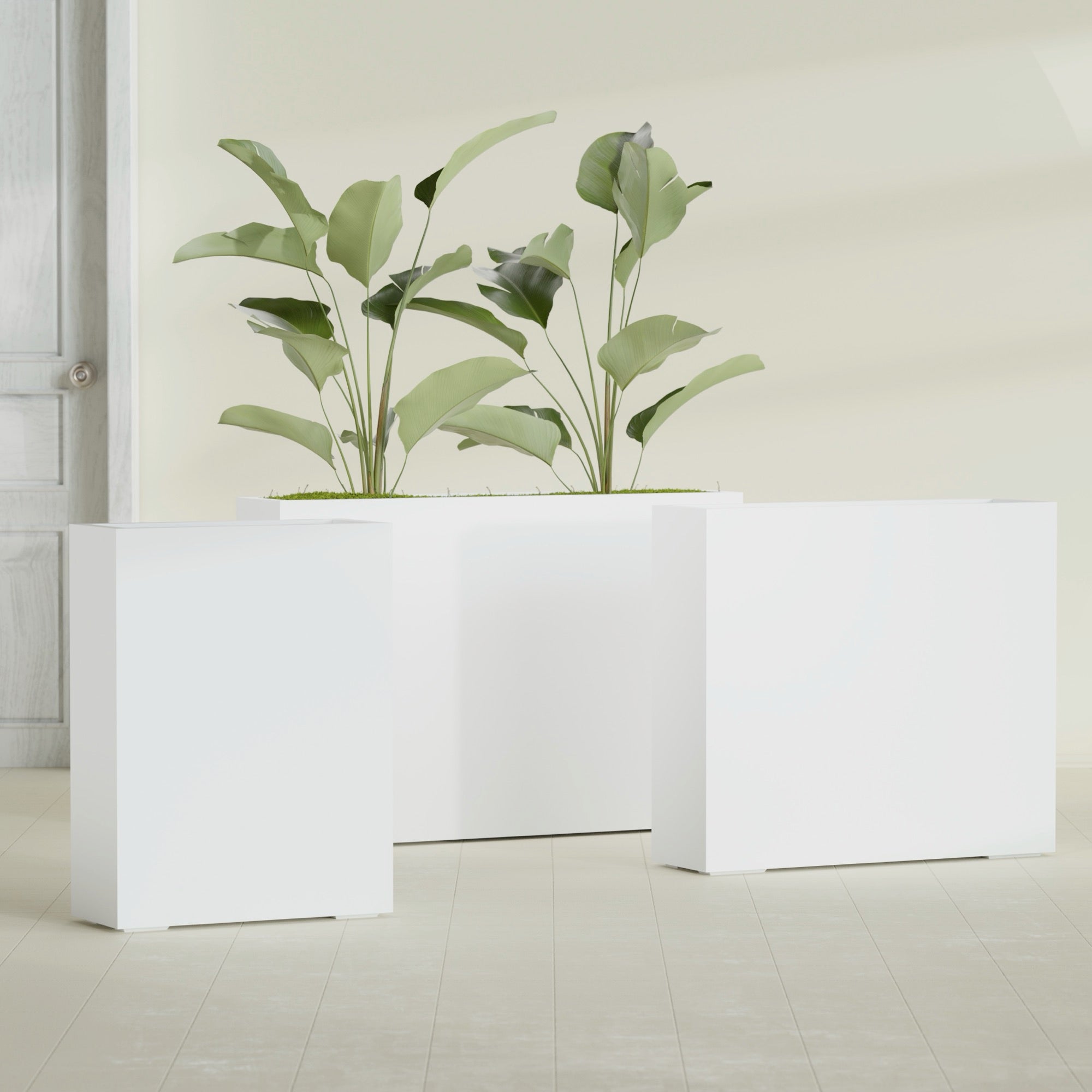 Amesbury Large Narrow Rectangle Fiberglass Planter - 36 in x 10 in x 32 in - Matte White - Matte White,36 in x 10 in x 32 in