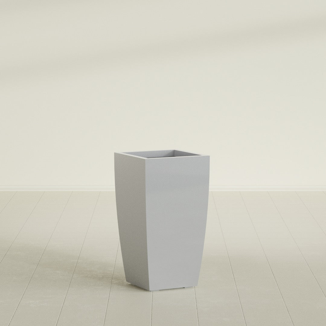 Toulan Large Tall Tapered Square Fiberglass Planter - 16 in x 16 in x 30 in - Metallic Silver - Metallic Silver,16 in x 16 in x 30 in