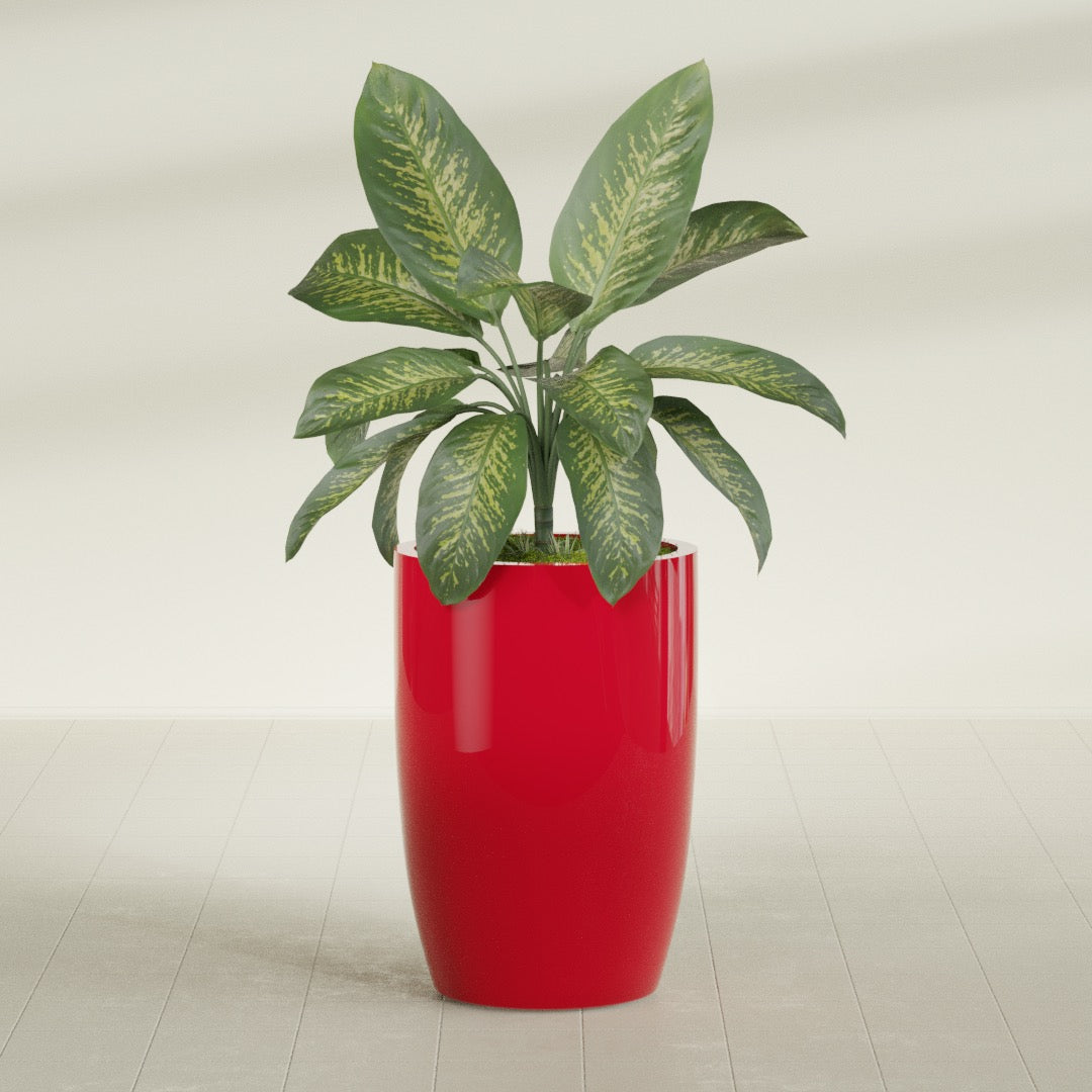 Lisbon Large Round Fiberglass Planter - 24 in x 24 in x 36 in - Gloss Red - Gloss Red,24 in x 24 in x 36 in