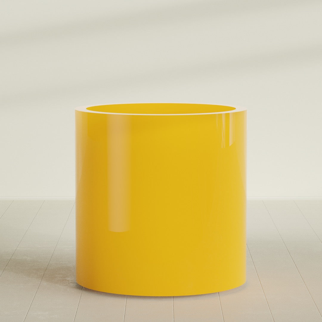 Rio Grande Large Round Fiberglass Planter - 30 in x 30 in x 32 in - Gloss Saffron - Gloss Saffron,30 in x 30 in x 32 in