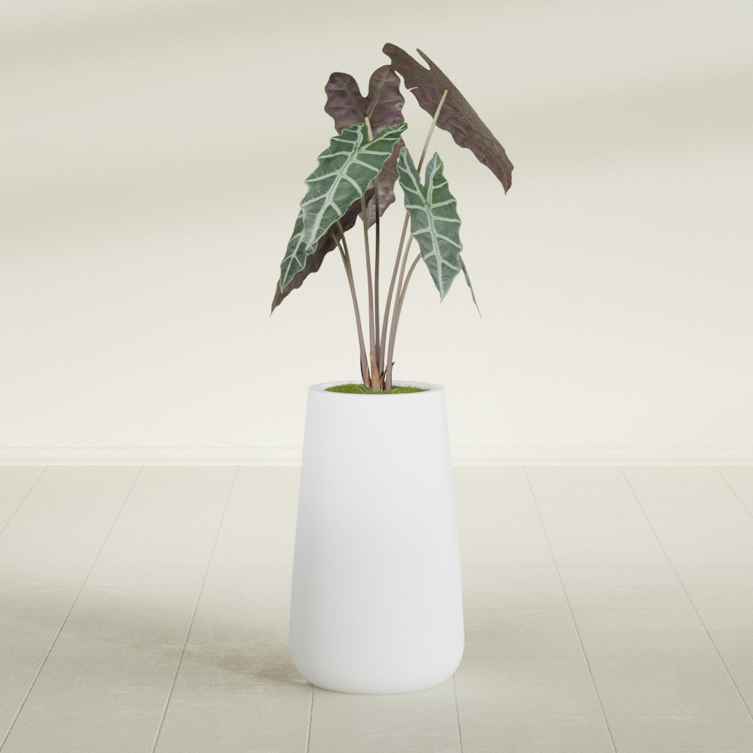 Saigon Large Tapered Round Planter - 14 in x 14 in x 30 in - Gloss White - Gloss White,13.7 in x 13.7 in 30 in
