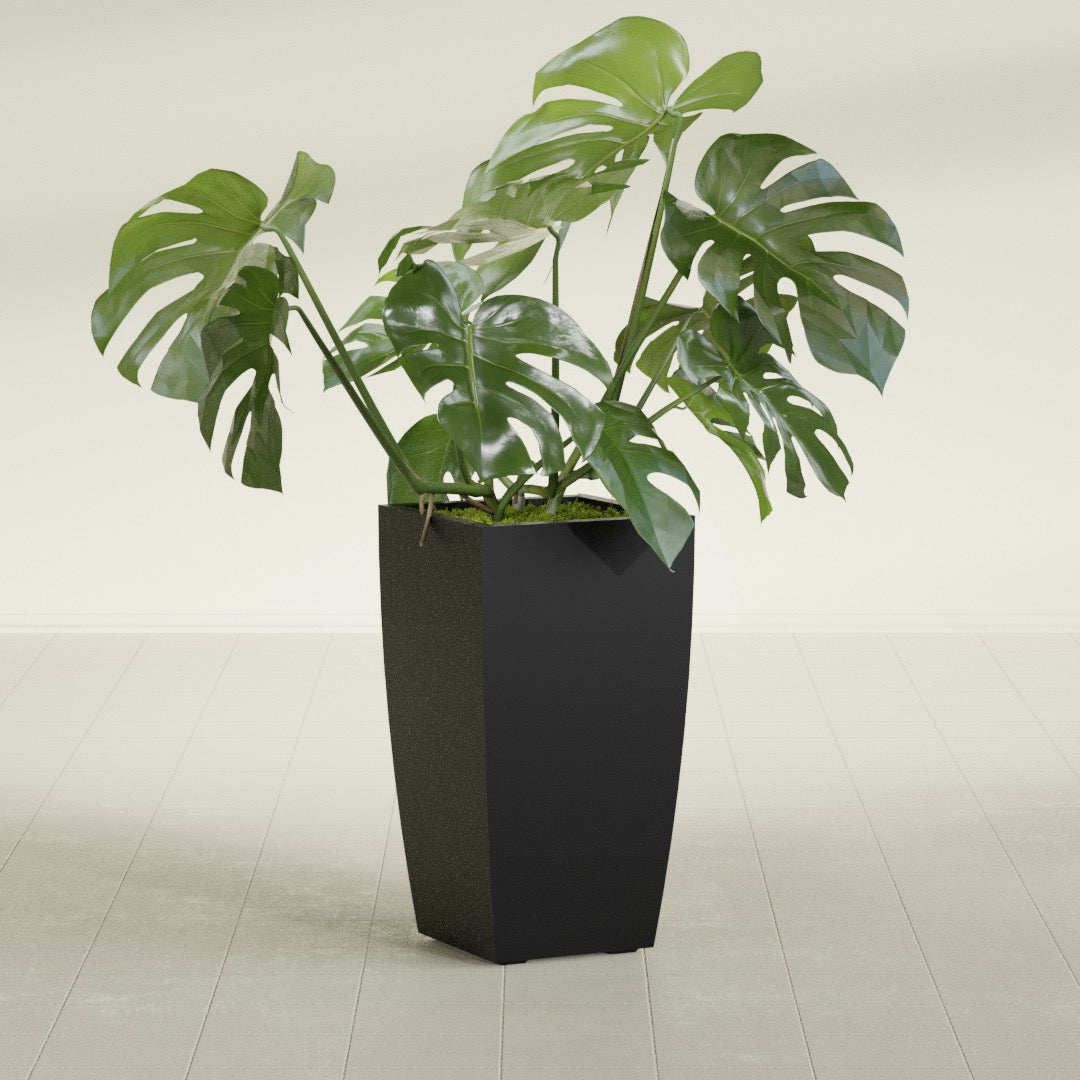 Toulan Large Tall Tapered Square Fiberglass Planter - 16 in x 16 in x 30 in - Matte Black - Matte Black,16 in x 16 in x 30 in