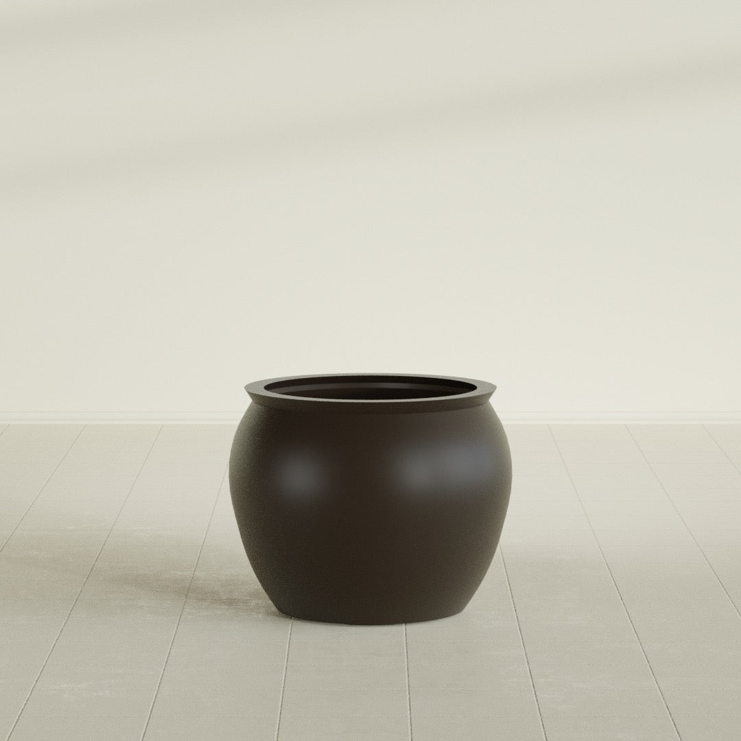 Fishbowl Medium Round Fiberglass Planter - 21.5 in x 21.5 in x 19 in - Matte Brown - Matte Brown,21.5 in x 21.5 in x 19 in