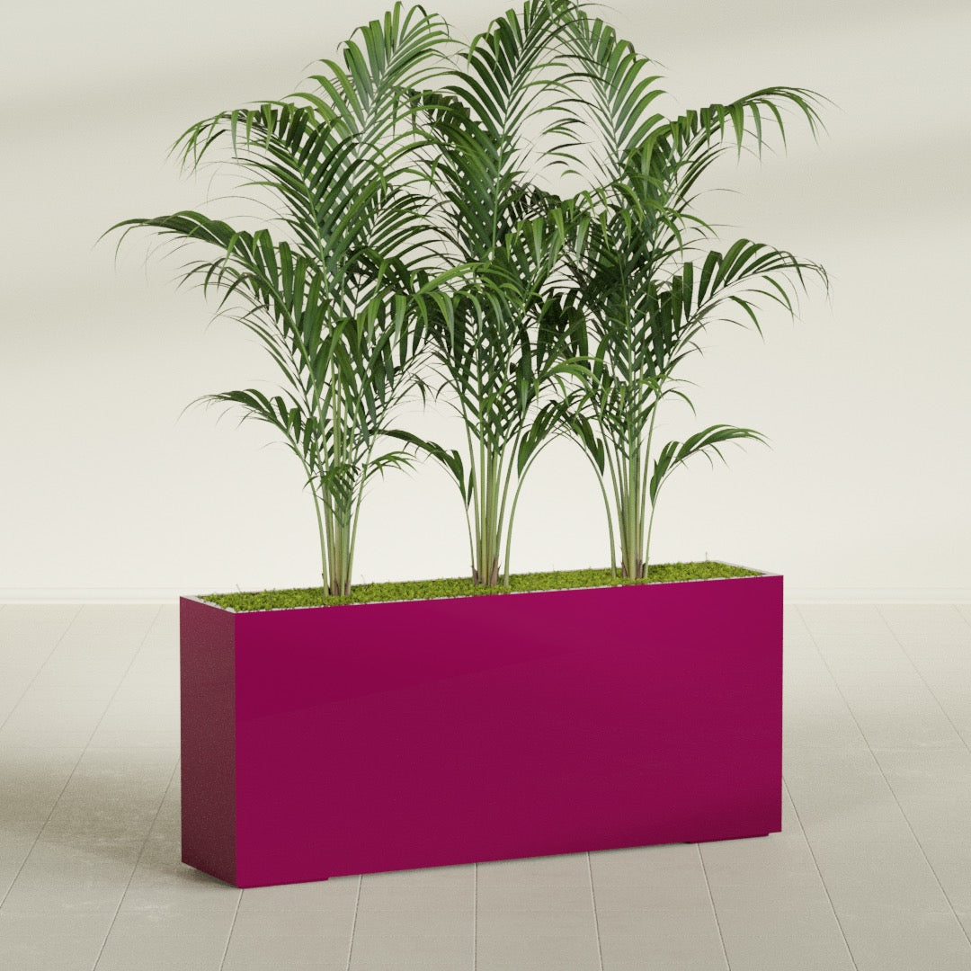 Potsdam Extra Large Long Rectangle Fiberglass Planter - 72 in x 16 in x 32 in - Gloss Eggplant - Gloss Eggplant,72 in x 16 in x 32 in