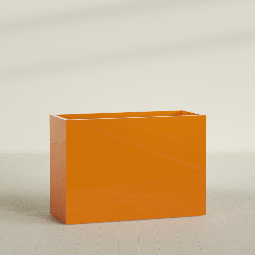 Darwin Extra Large Long Rectangle Fiberglass Planter - 60 in x 24 in x 42 in - Gloss Tangerine - Gloss Tangerine,60 in x 24 in x 42 in