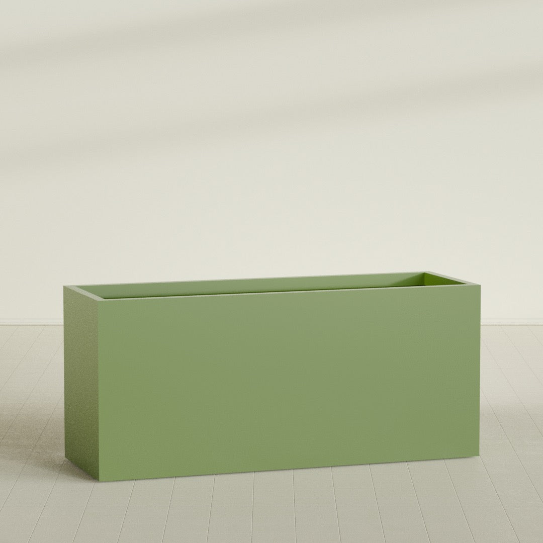 Brisbane Extra Large Long Rectangle Fiberglass Planter - 72 in x 24 in x 32 in - Satin Green - Satin Green,72 in x 24 in x 32 in