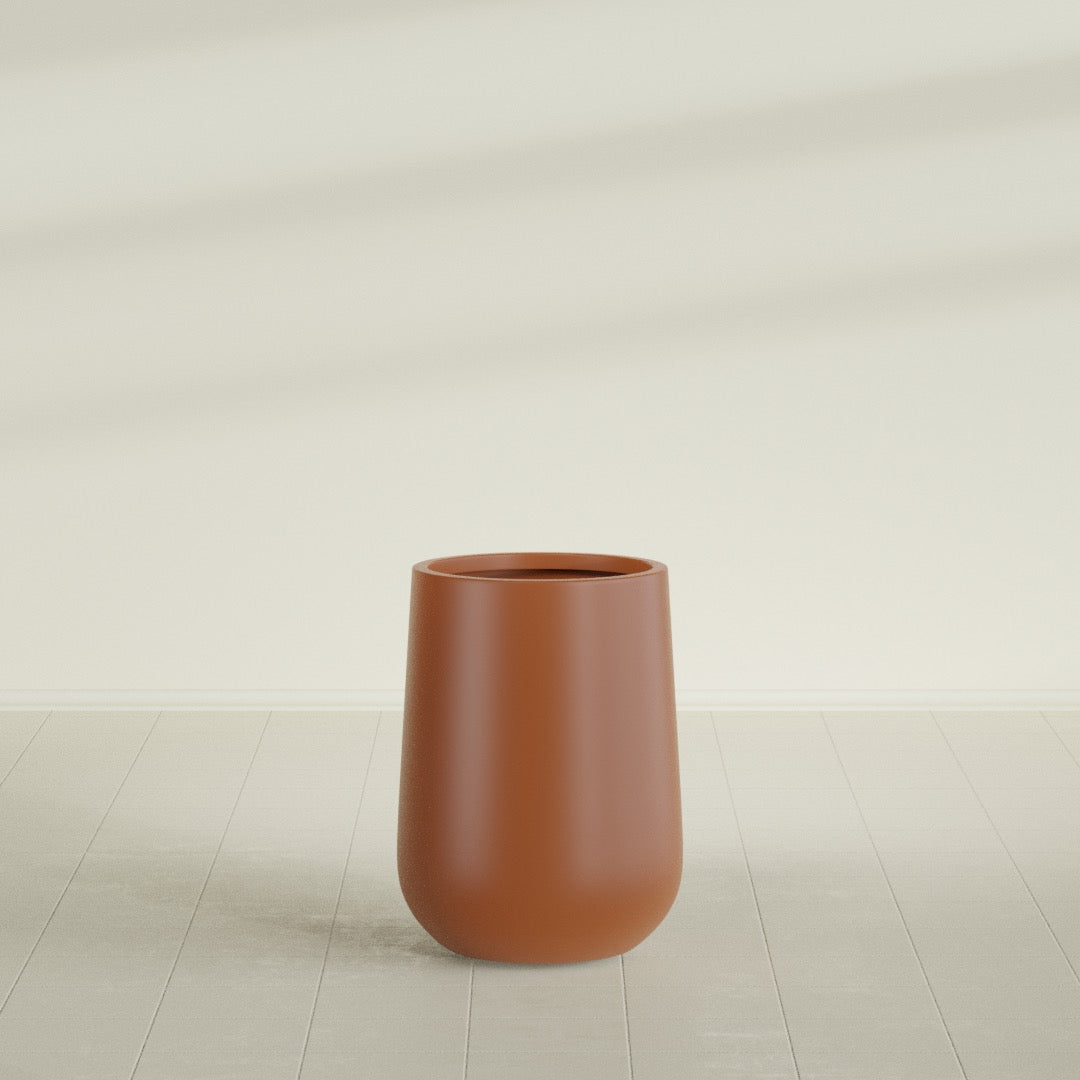 Tall Hayden Medium Round Fiberglass Planter - 15 in x 15 in x 23 in - Matte Terracotta - Matte Terracotta,15 in x 15 in x 23 in