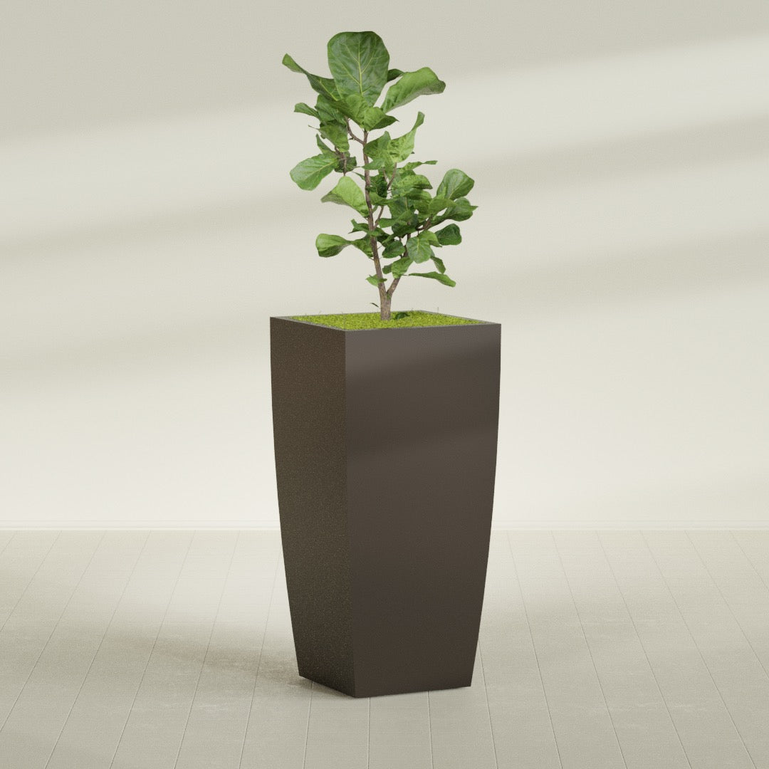 Toulan Extra Large Tall Tapered Square Fiberglass Planter - 28 in x 28 in x 60 in - Matte Brown - Matte Brown,28 in x 28 in x 60 in