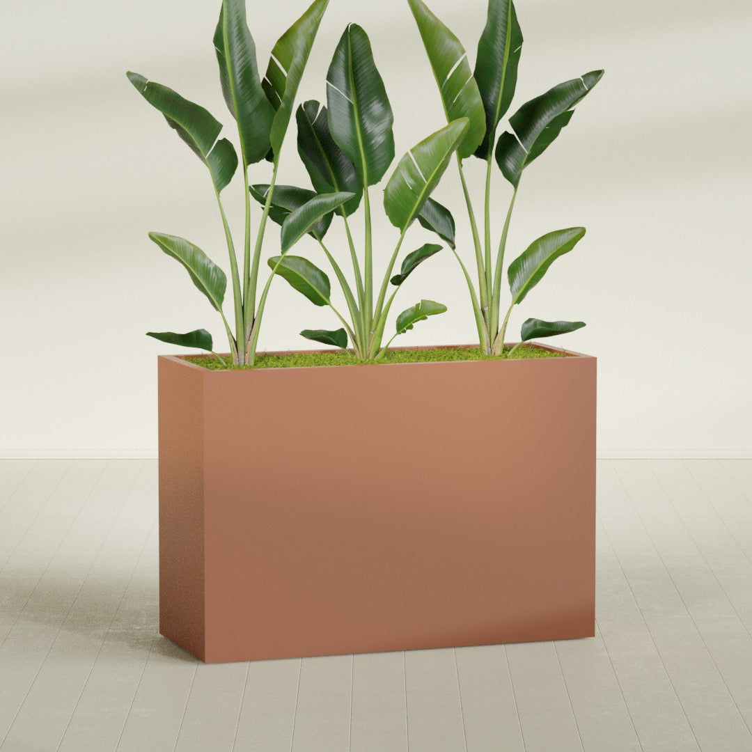 Darwin Extra Large Long Rectangle Fiberglass Planter - 60 in x 24 in x 42 in - Matte Terracotta - Matte Terracotta,60 in x 24 in x 42 in