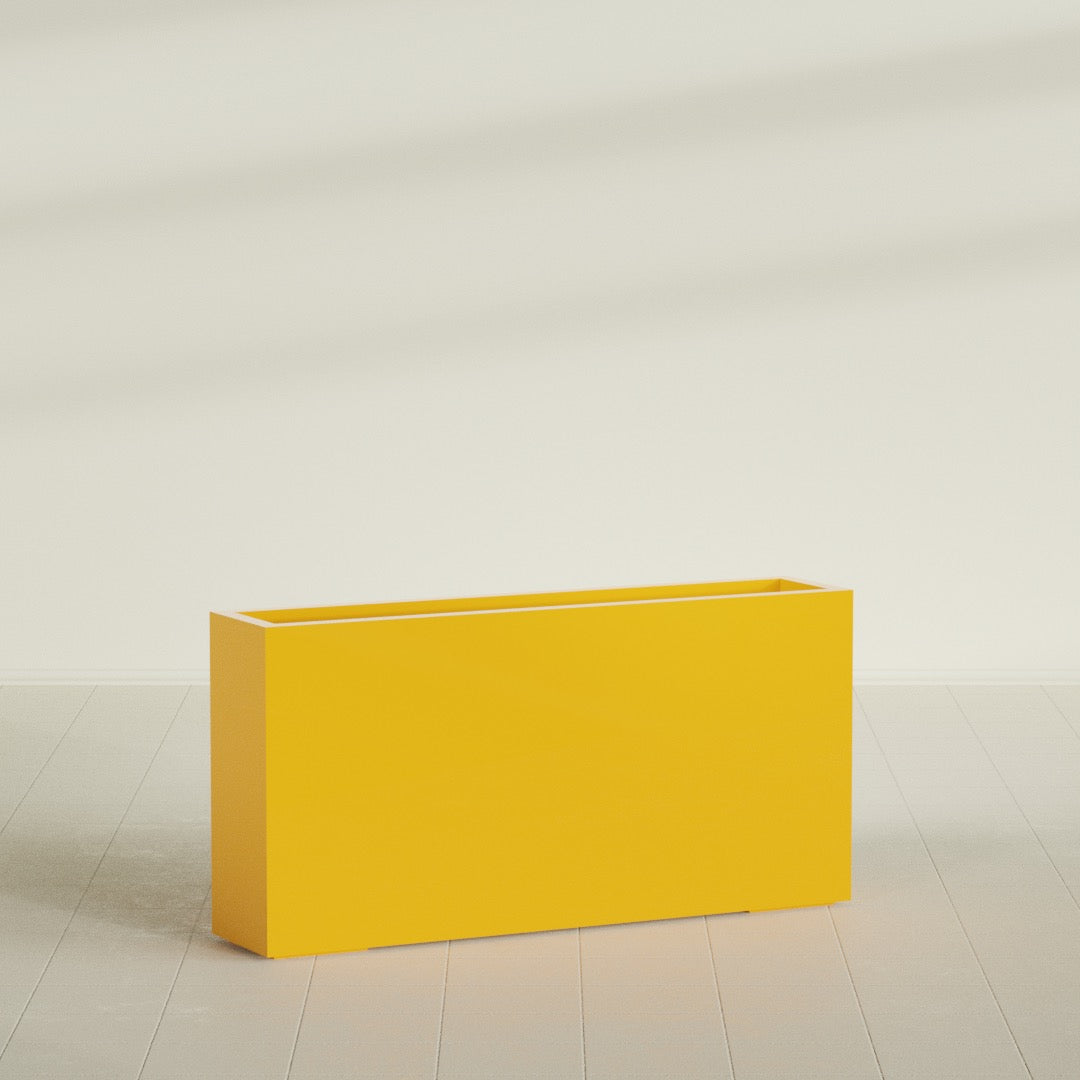Milano Extra Large Narrow Rectangle Fiberglass Planter - 48 in x 10 in x 24 in - Gloss Saffron - Gloss Saffron,48 in x 10 in x 24 in