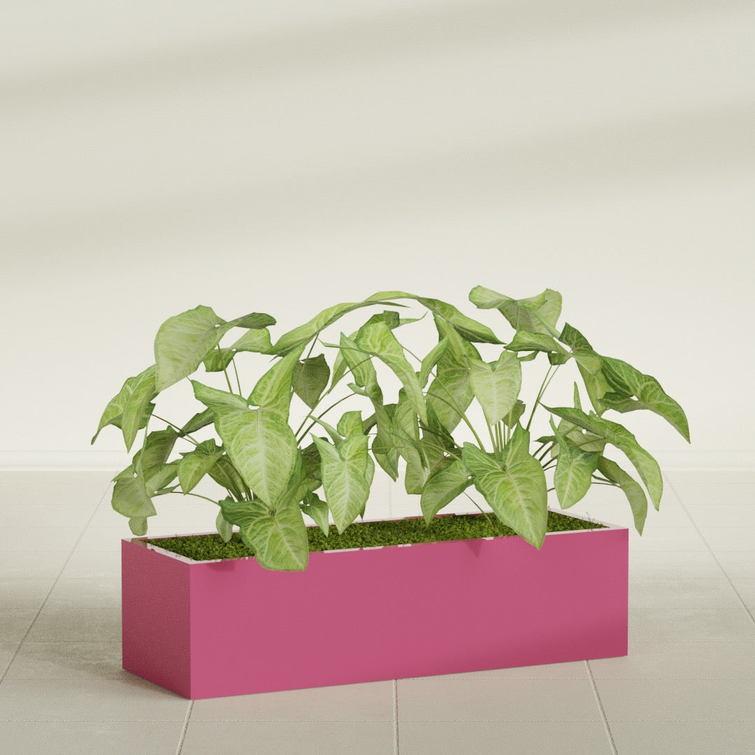 Reade Small Tabletop Rectangle Fiberglass Planter - 18 in x 6.5 in x 5 in - Gloss Pink Violet - Gloss Pink Violet,18.5 in x 6.5 in x 5 in