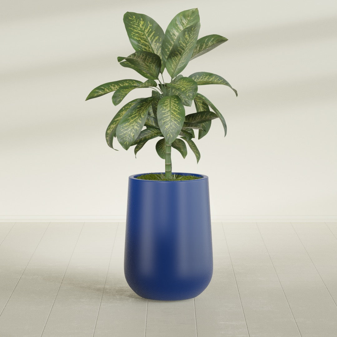 Tall Hayden Medium Round Fiberglass Planter - 15 in x 15 in x 23 in - Matte Cobalt Blue - Matte Cobalt Blue,15 in x 15 in x 23 in