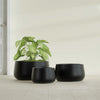 Short Hayden Small Round Fiberglass Planter - 16 in x 16 in x 8 in - Matte Black - Matte Black,16 in x 16 in x 8 in