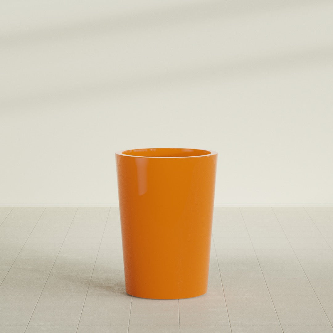 Tegel Large Round Fiberglass Planter - 22 in x 22 in x 30 in - Gloss Tangerine - Gloss Tangerine,22 in x 22 in x 30 in