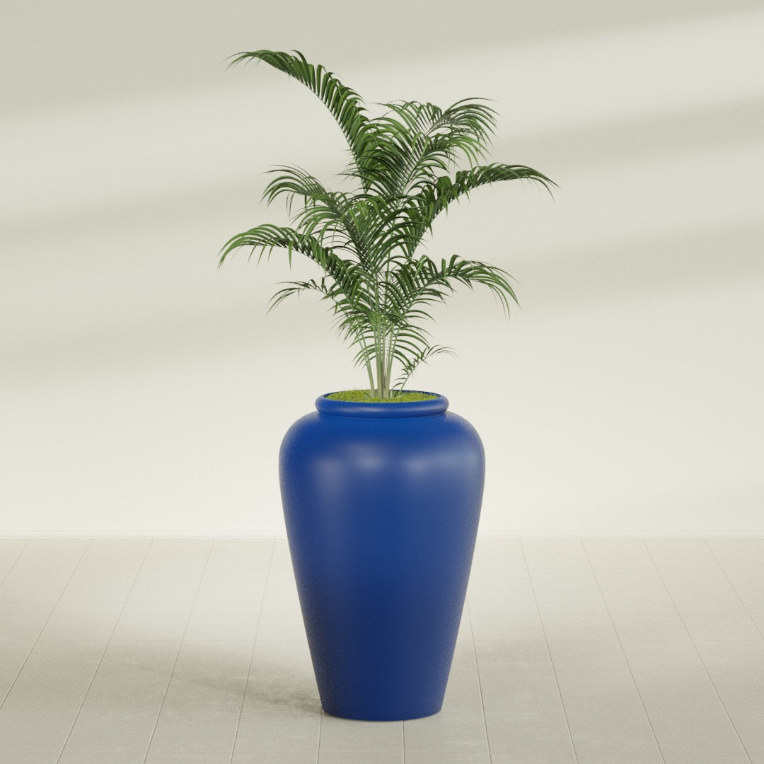 Bara Jar Large Round Fiberglass Planter - 24 in x 24 in x 37 in - Matte Cobalt Blue - Matte Cobalt Blue,24 in x 24 in x 37 in