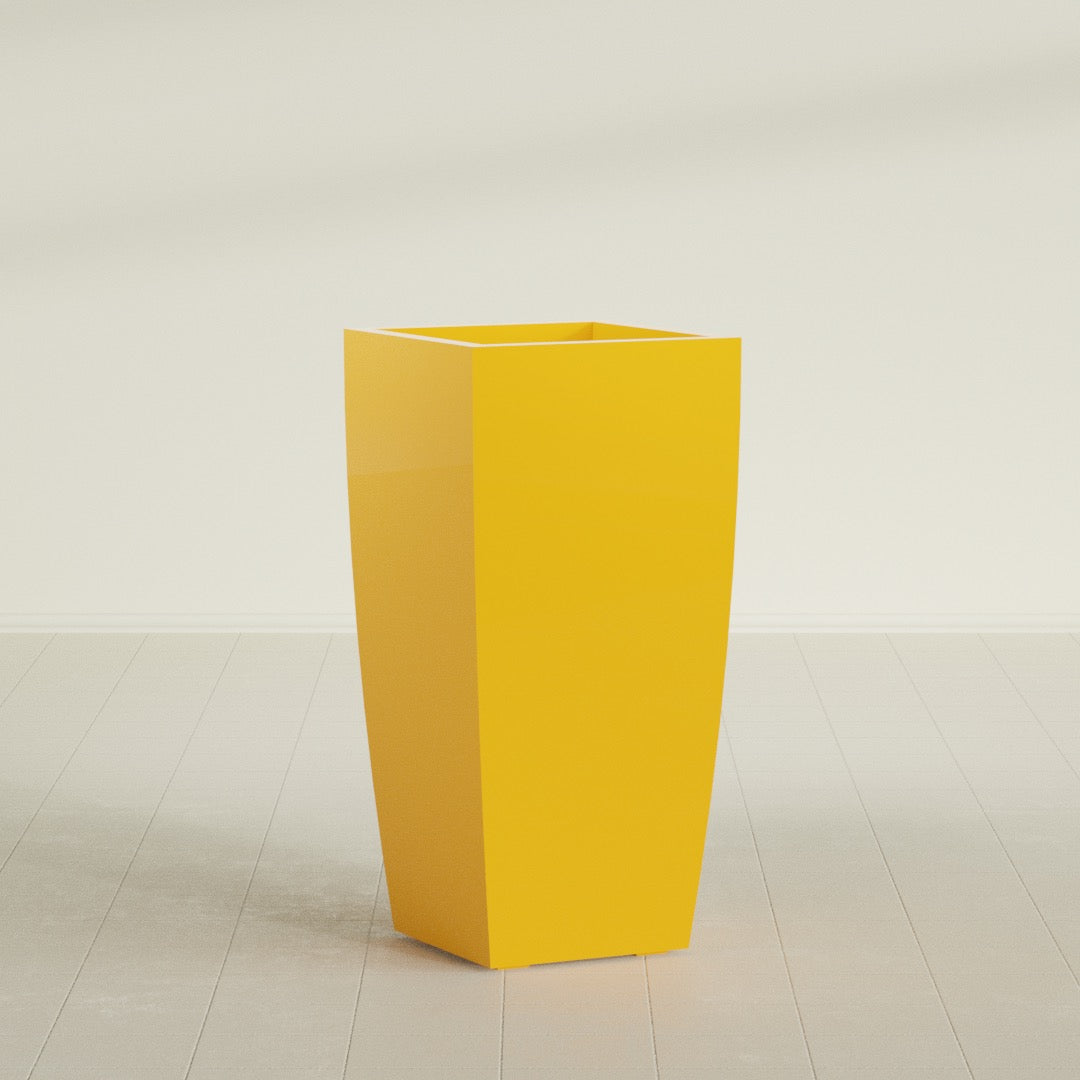 Toulan Large Tall Tapered Square Fiberglass Planter - 20 in x 20 in x 42 in - Gloss Saffron - Gloss Saffron,20 in x 20 in x 42 in