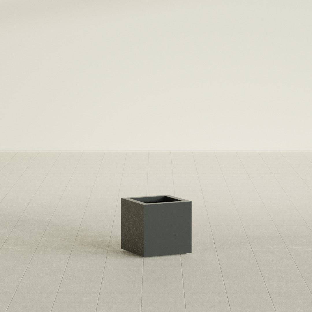 Montroy Small Cube Square Fiberglass Planter - 12 in x 12 in x 12 in - Matte Charcoal - Matte Charcoal,12 in x 12 in x 12 in