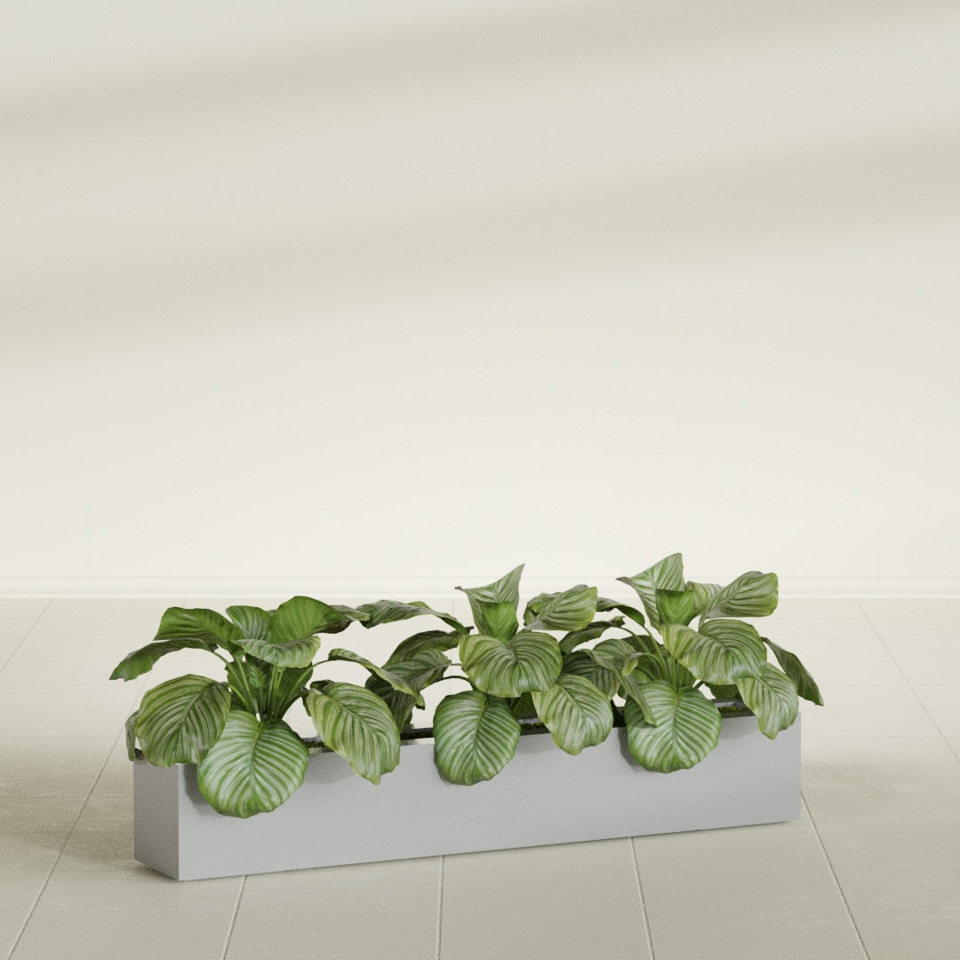 Salon Large Tall Rectangle Fiberglass Planter - 48 in x 8 in x 8 in - Metallic Silver - Metallic Silver,48 in x 8 in x 8 in