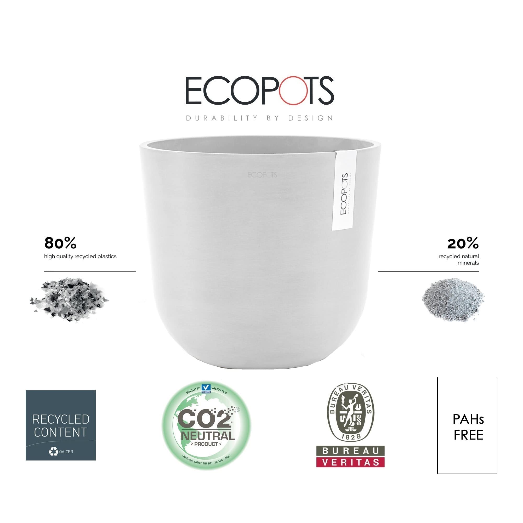 Oslo Small Round Planter - 9.8 in x 9.8 in x 8.5 in - Pure White - Pure White,9.75 in x 9.75 in x 8.5 in,Planter Only