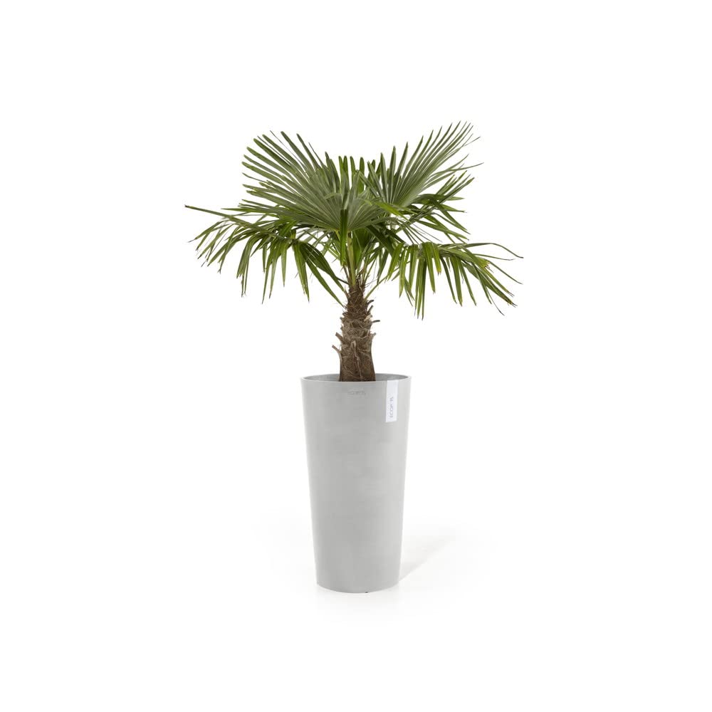 Amsterdam High Large Tall Round Planter - 19.5 in x 19.5 in x 35.5 in - White Grey - White Grey,19.5 in x 19.5 in x 35.5 in,Planter Only