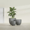 Alzira Large Round Fiberglass Planter - 30 in x 30 in x 28 in - Metallic Gunmetal - Metallic Gunmetal,30 in x 30 in x 28 in