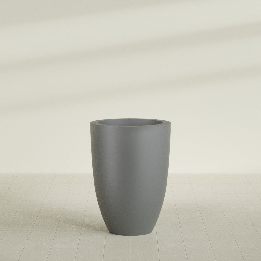 Brannan Large Round Fiberglass Planter - 30 in x 30 in x 41 in - Metallic Gunmetal - Metallic Gunmetal,30 in x 30 in x 41 in