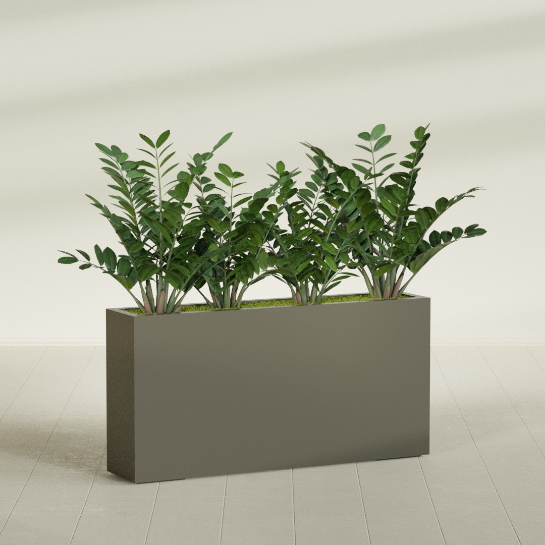Milano Extra Large Narrow Rectangle Fiberglass Planter - 48 in x 10 in x 24 in - Matte Bronze - Matte Bronze,48 in x 10 in x 24 in