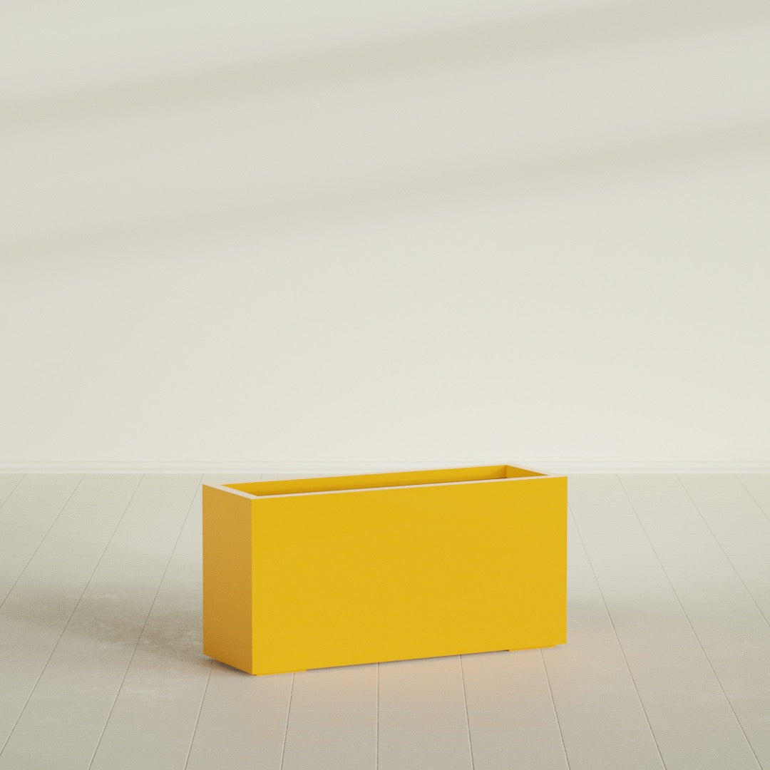 Miami Large Narrow Rectangle Fiberglass Planter - 36 in x 12 in x 18 in - Gloss Saffron - Gloss Saffron,36 in x 12 in x 18 in
