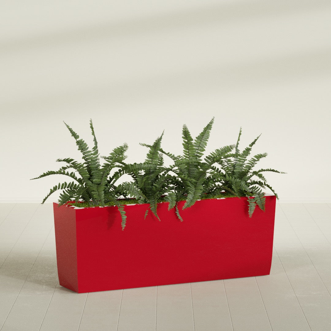 Panama Extra Large Long Rectangle Fiberglass Planter - 48 in x 12 in x 18 in - Gloss Red - Gloss Red,48 in x 12 in x 18 in