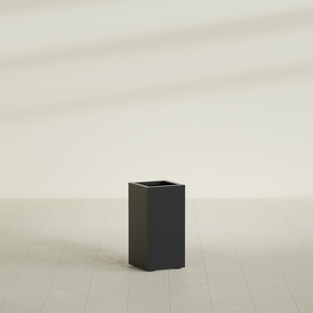Hollywood Medium Rectangle Fiberglass Planter - 12 in x 12 in x 24 in - Matte Black - Matte Black,12 in x 12 in x 24 in