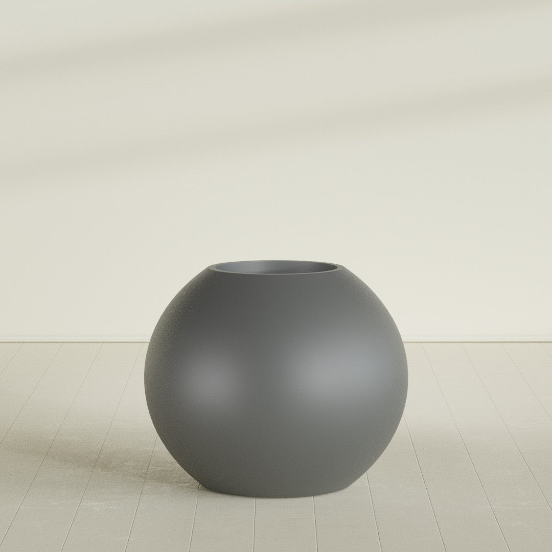 Globe Large Sphere Fiberglass Planter - 36 in x 36 in x 30 in - Metallic Gunmetal - Metallic Gunmetal,36 in x 36 in x 30 in