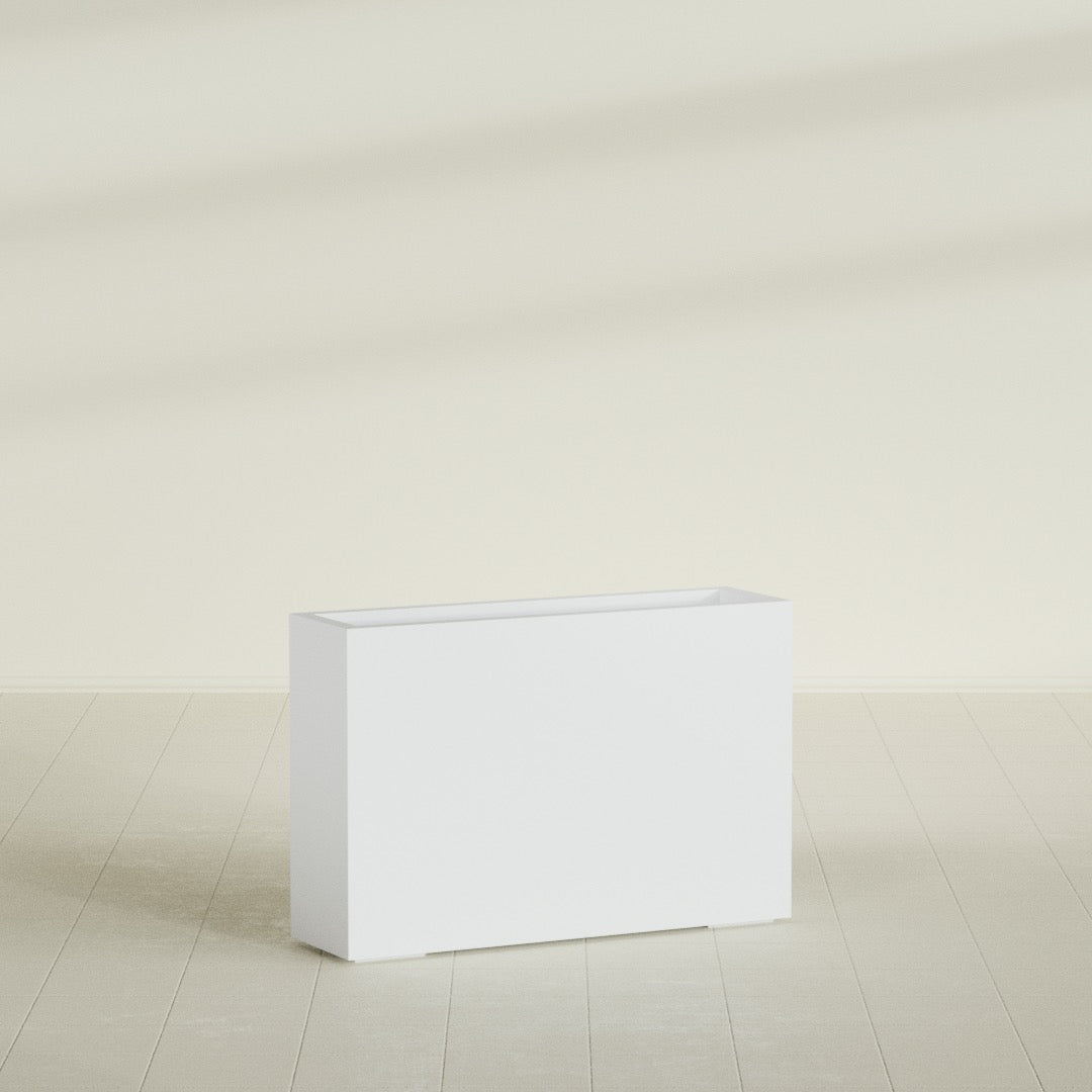 Milano Large Narrow Rectangle Fiberglass Planter - 36 in x 10 in x 24 in - Gloss White - Gloss White,36 in x 10 in x 24 in