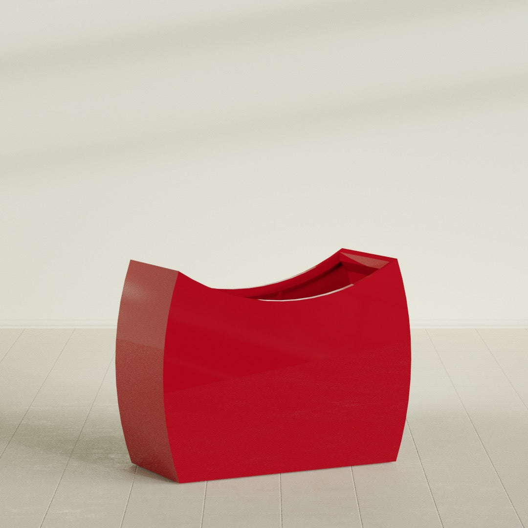 Seoul Extra Large Curved Abstract Fiberglass Planter - 48 in x 20 in x 36 in - Gloss Red - Gloss Red,48 in x 20 in x 36 in
