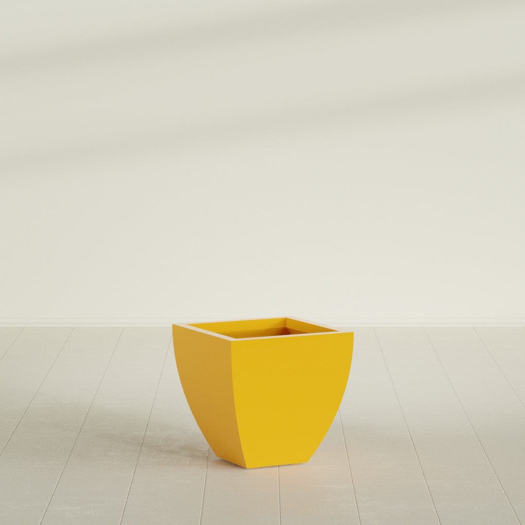 Lima Medium Tapered Square Fiberglass Planter - 20 in x 20 in x 20 in - Gloss Saffron - Gloss Saffron,20 in x 20 in x 20 in