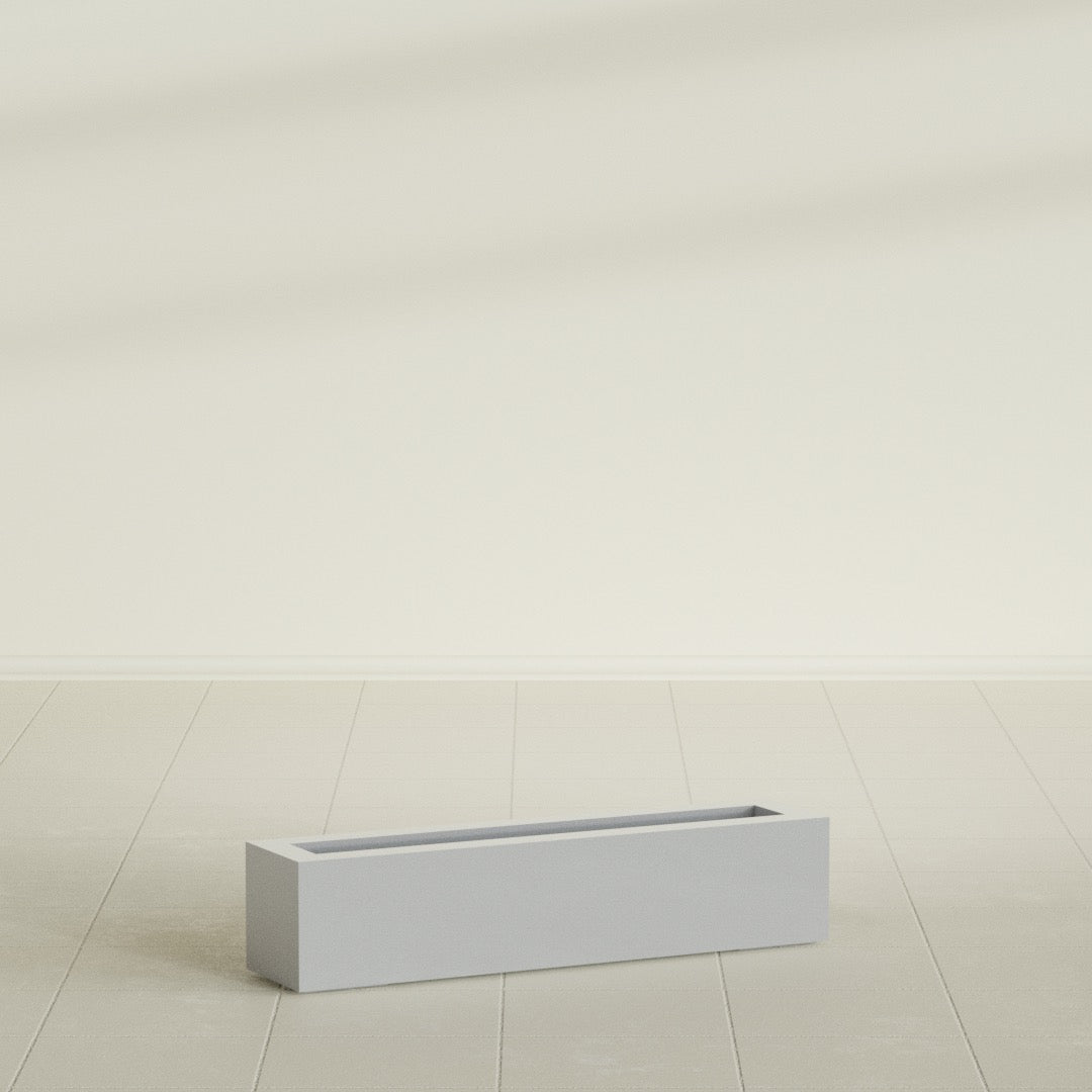 Salon Large Tall Rectangle Fiberglass Planter - 36 in x 8 in x 8 in - Metallic Silver - Metallic Silver,36 in x 8 in x 8 in