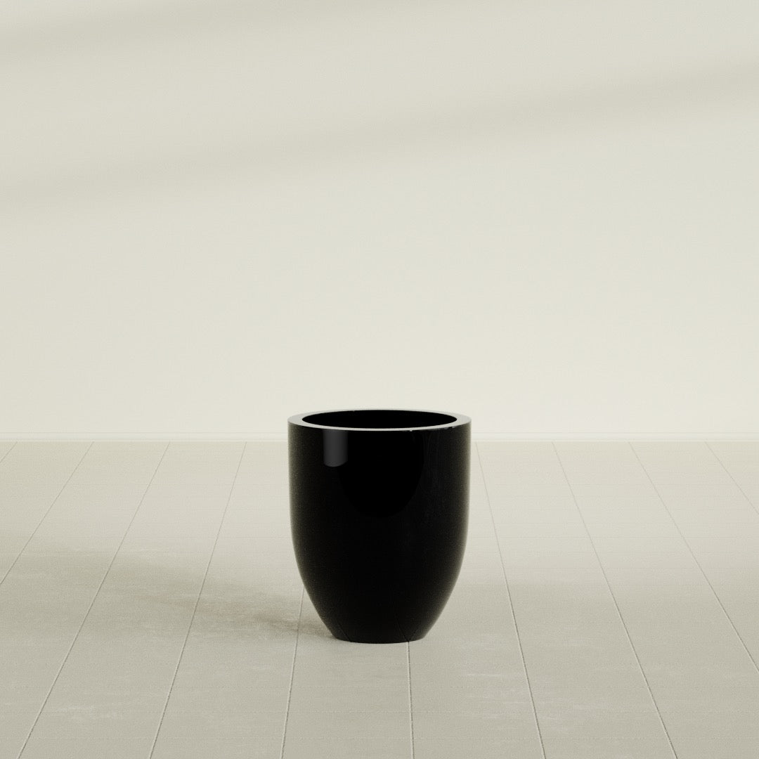 Valencia Small Round Fiberglass Planter - 15 in x 15 in x 18 in - Gloss Black - Gloss Black,15 in x 15 in x 18 in