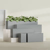 Miami Large Narrow Rectangle Fiberglass Planter - 36 in x 12 in x 18 in - Metallic Gunmetal - Metallic Gunmetal,36 in x 12 in x 18 in